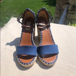 Valentino Denim Rockstud Espadrille Blue Sandal 37